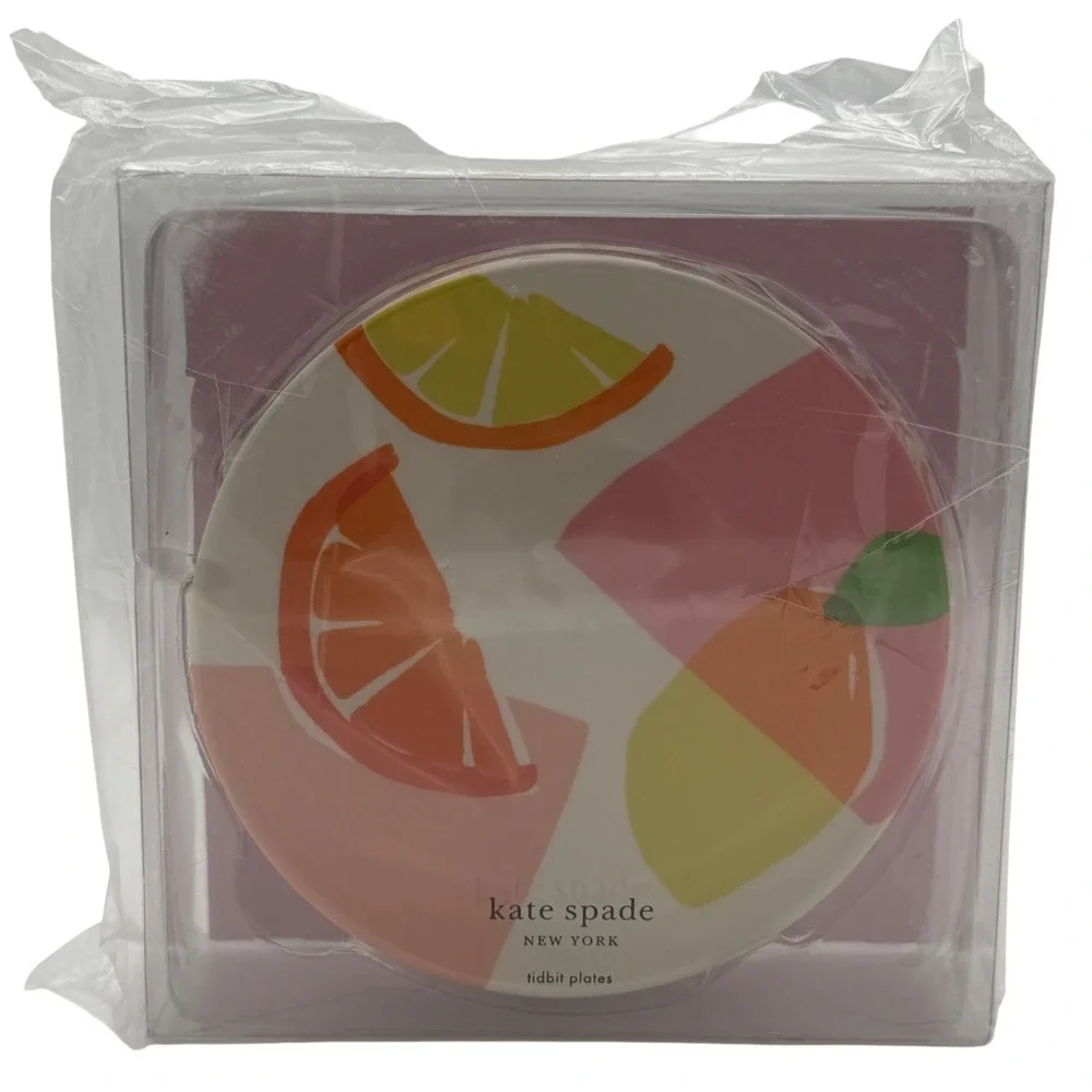 Kate Spade New York Citrus Celebration Tidbit Plate Set 4‎ Melamine 6